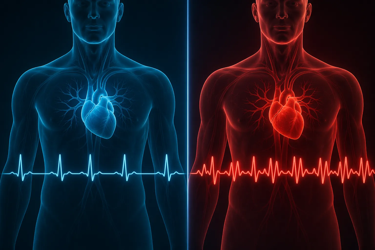 Een visuele vergelijking tussen hartslag en hartslagvariabiliteit, met focus op ritme en variatie in het hartritme.