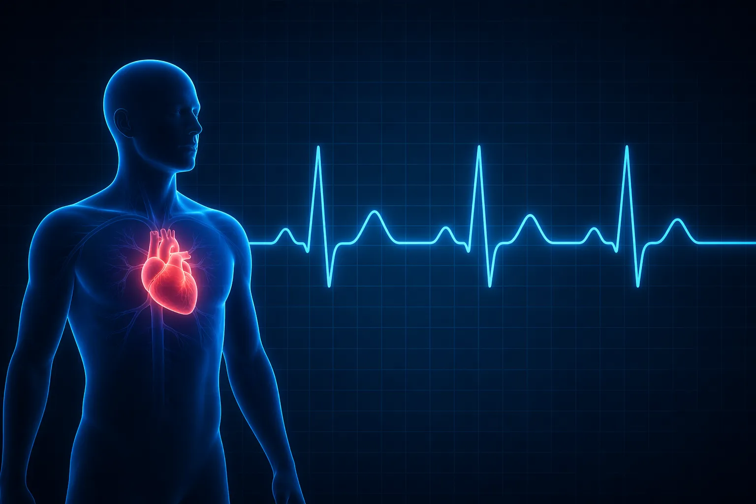 Minimalistische, rustige visualisatie van hartslagvariabiliteit en gezondheid.