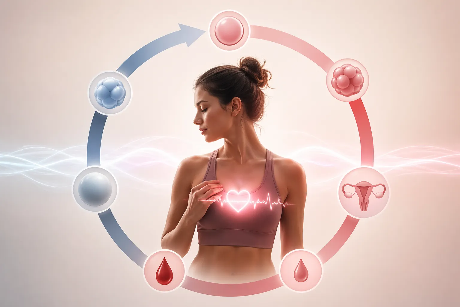 Visualisatie van de relatie tussen hartslagvariabiliteit en de fasen van de menstruatiecyclus.