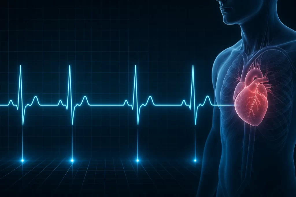 Een heldere, visuele weergave van RMSSD en hartritmevariatie, zonder tekst in beeld.